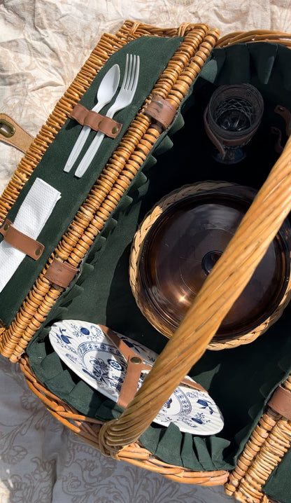 Vintage Barrel Wicker Picnic Basket