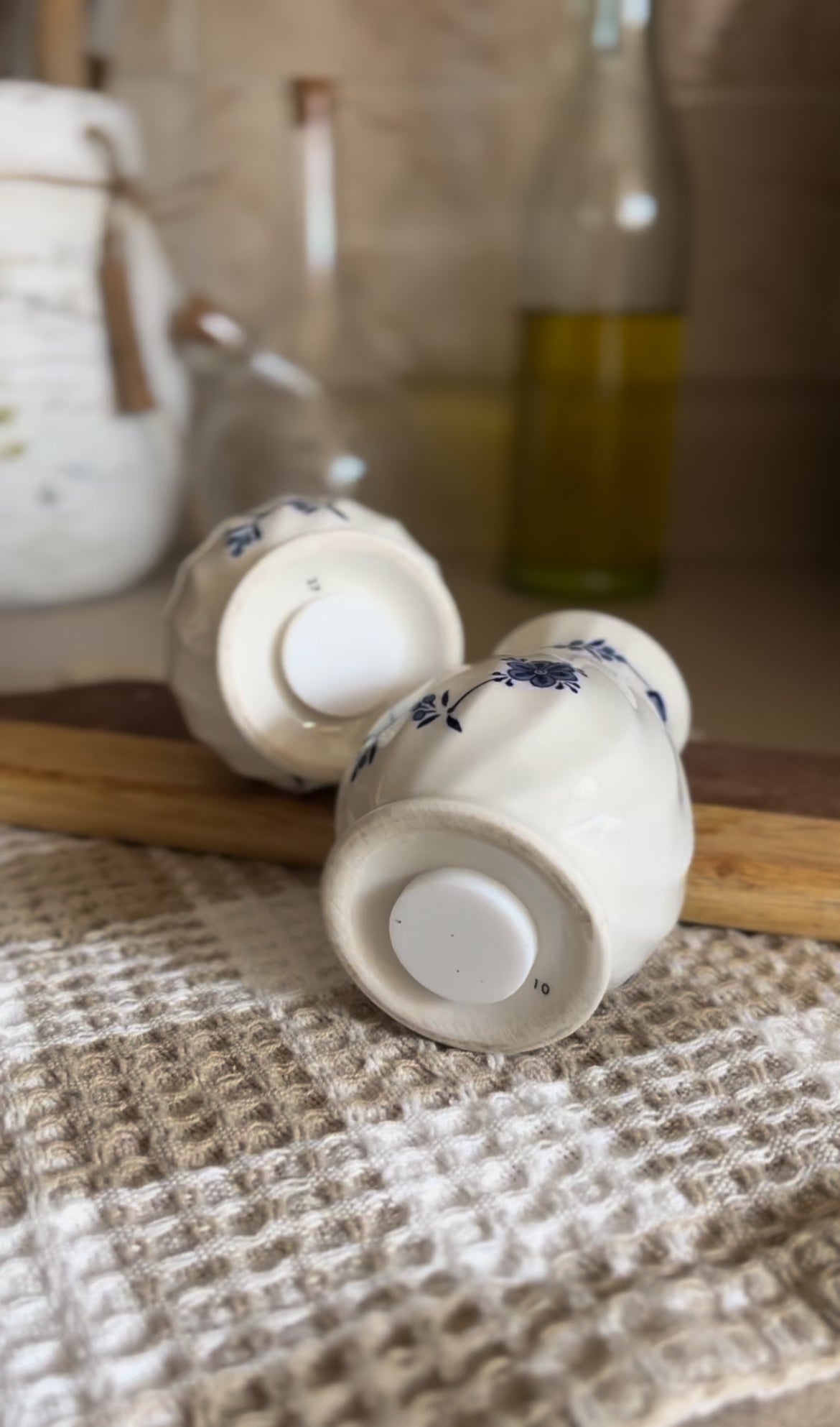 Blue and White Staffordshire Finlandia Pattern Salt and Pepper Shakers