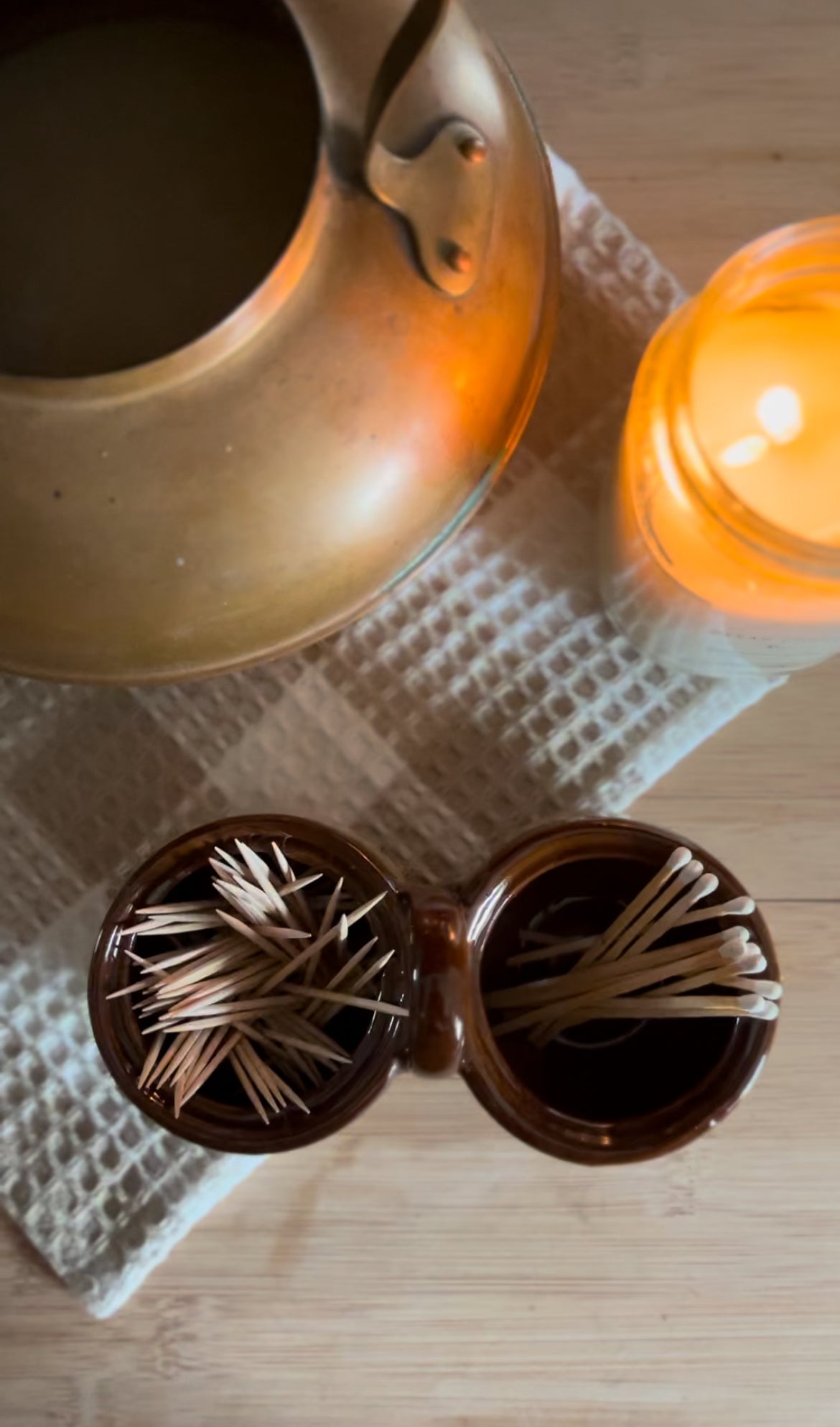 Brown Stoneware Condiment Set