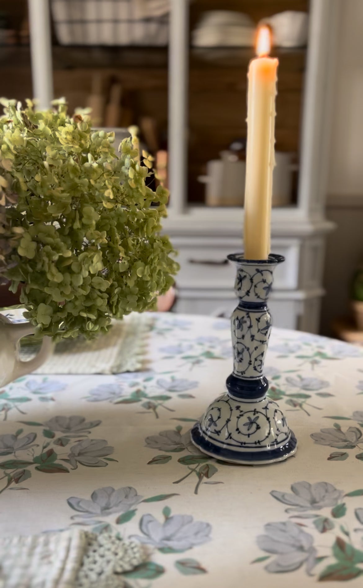 Pair of Blue and White Candle Holders