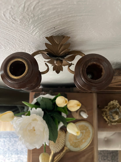 Wooden and Metal Double Sconce