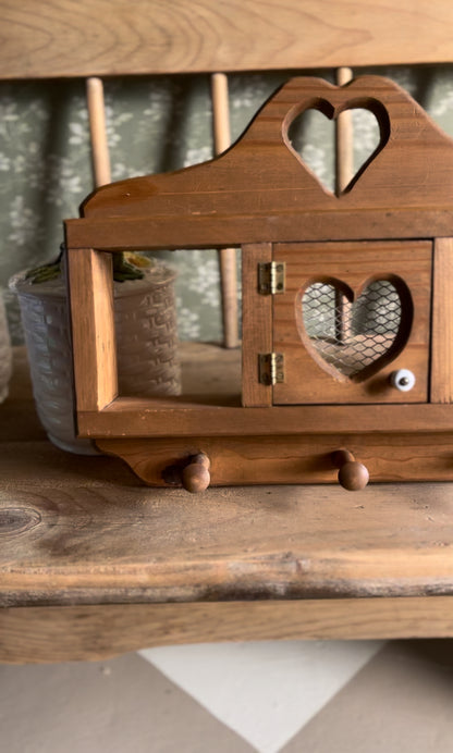 Vintage Wooden Heart Shelf/Peg Rack