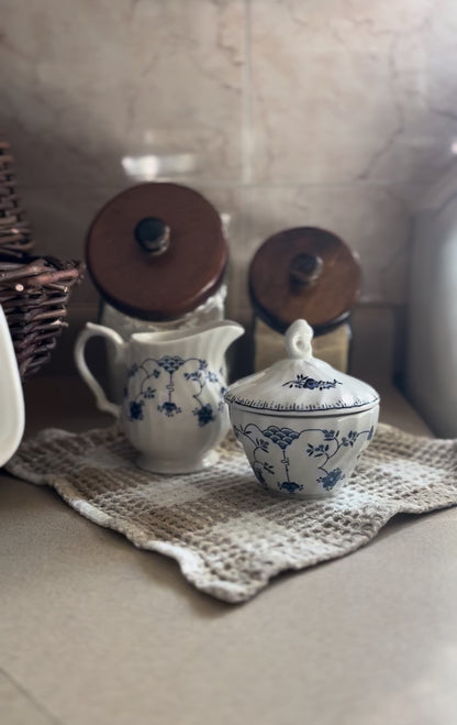 Blue and White Finlandia Pattern Creamer and Sugar Dish (sold separately)