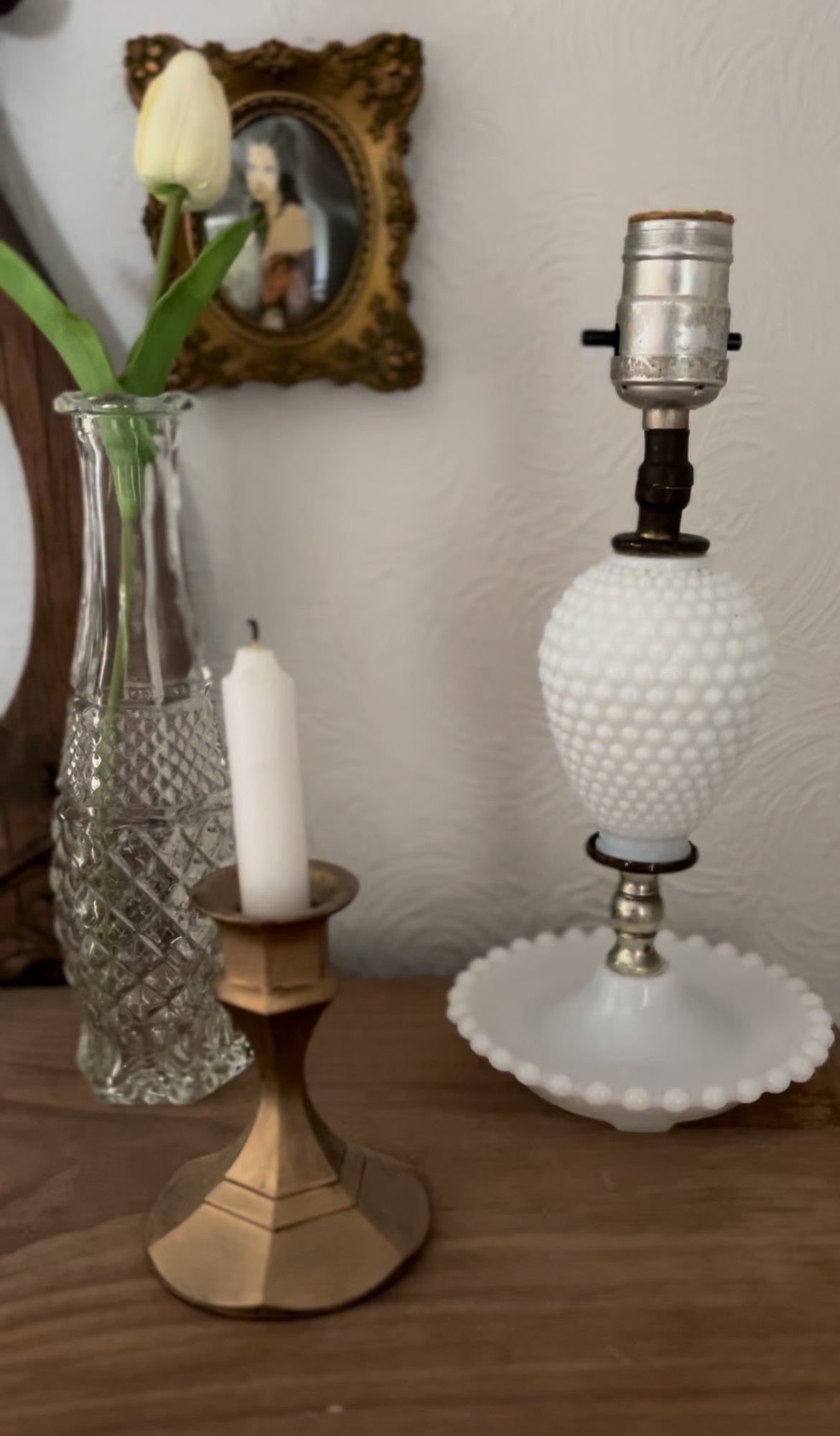 Vintage Milk Glass Lamp (1 left) *shade not included