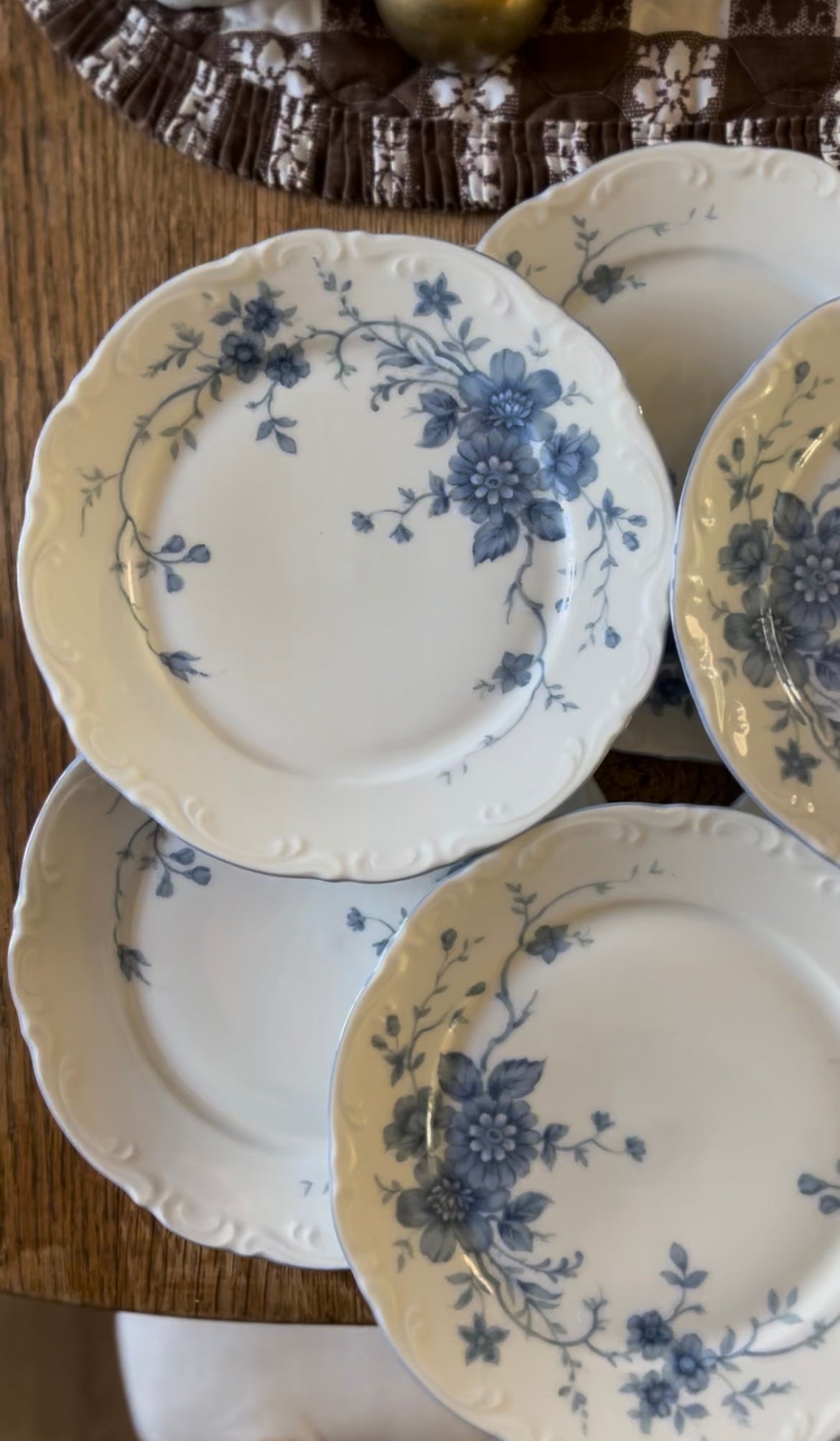 Set of 6 Blue and White Bavarian Mitterteich Dessert Plates