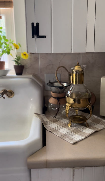 Vintage Brass and Crystal Coffee/Tea Carafe Warmer