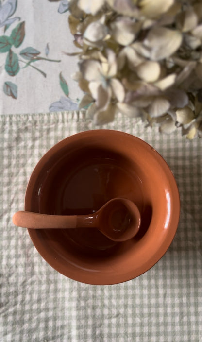 Terracotta Sunflower Bowl with Spoon