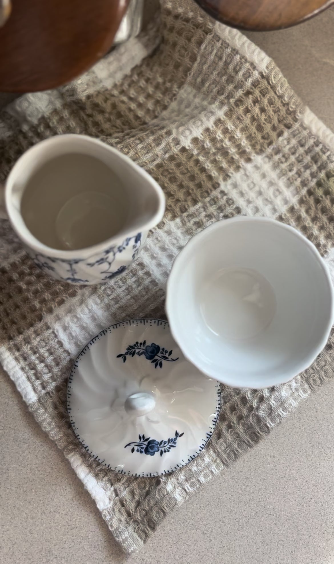 Blue and White Finlandia Pattern Creamer and Sugar Dish (sold separately)