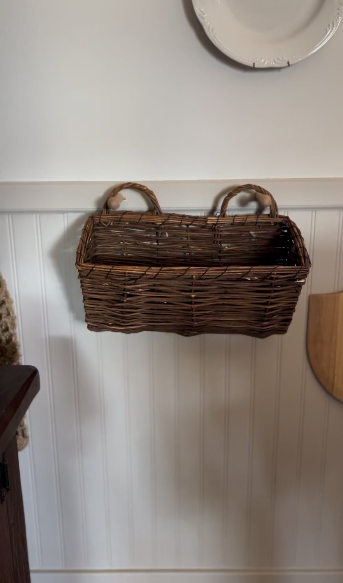 Wicker Double Handle Hanging Basket