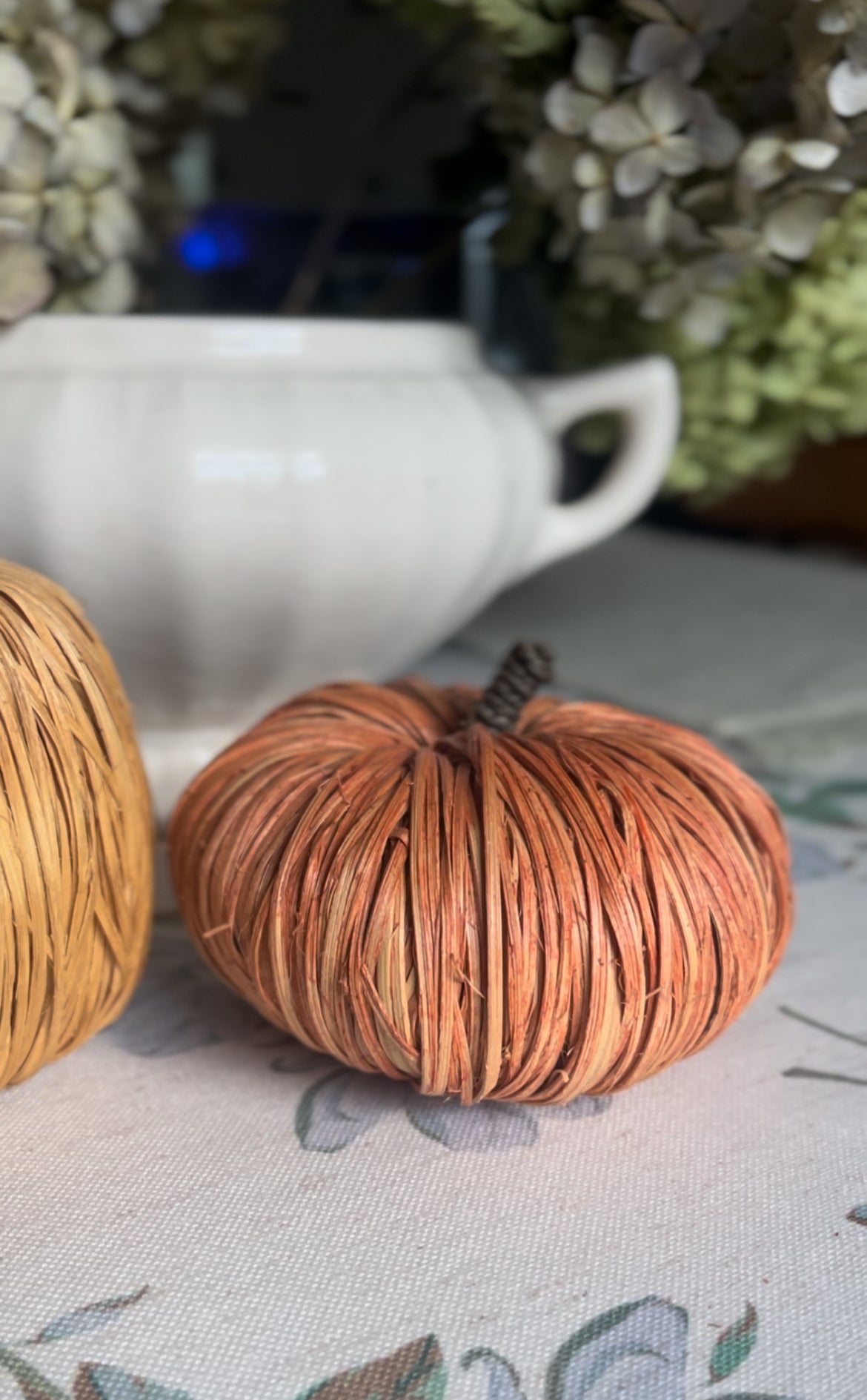 Set of 2 Raffia Pumpkins