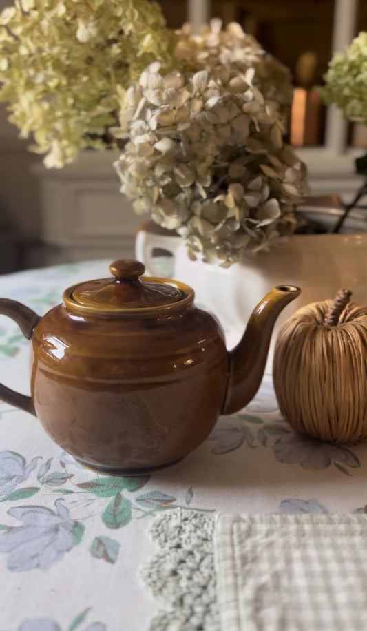 Warm Caramel Colored Ceramic Teapot