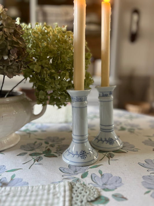 Blue and White Candle Holders (set of 2)