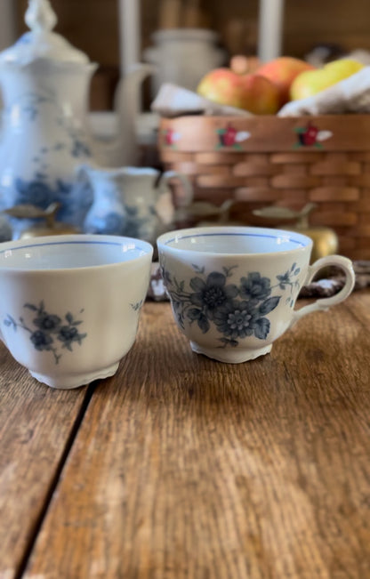 Set of 3 Blue and White Bavarian Mitterteich Teacups