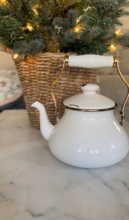 Vintage White and Gold Tea Pot