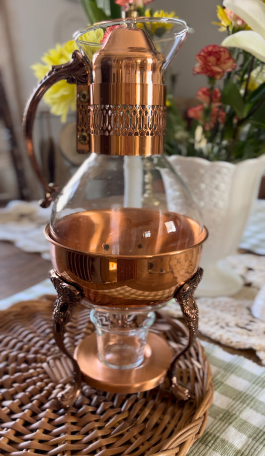 Copper and Crystal Coffee/Tea Carafe Warmer