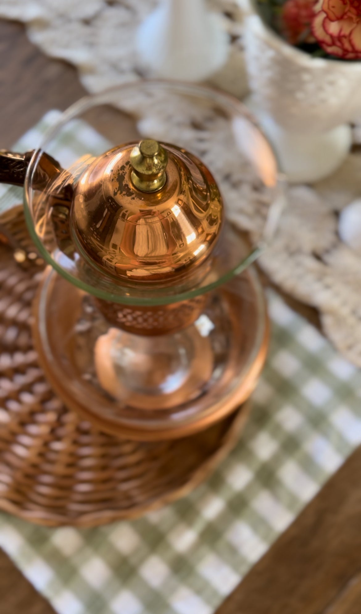 Copper and Crystal Coffee/Tea Carafe Warmer