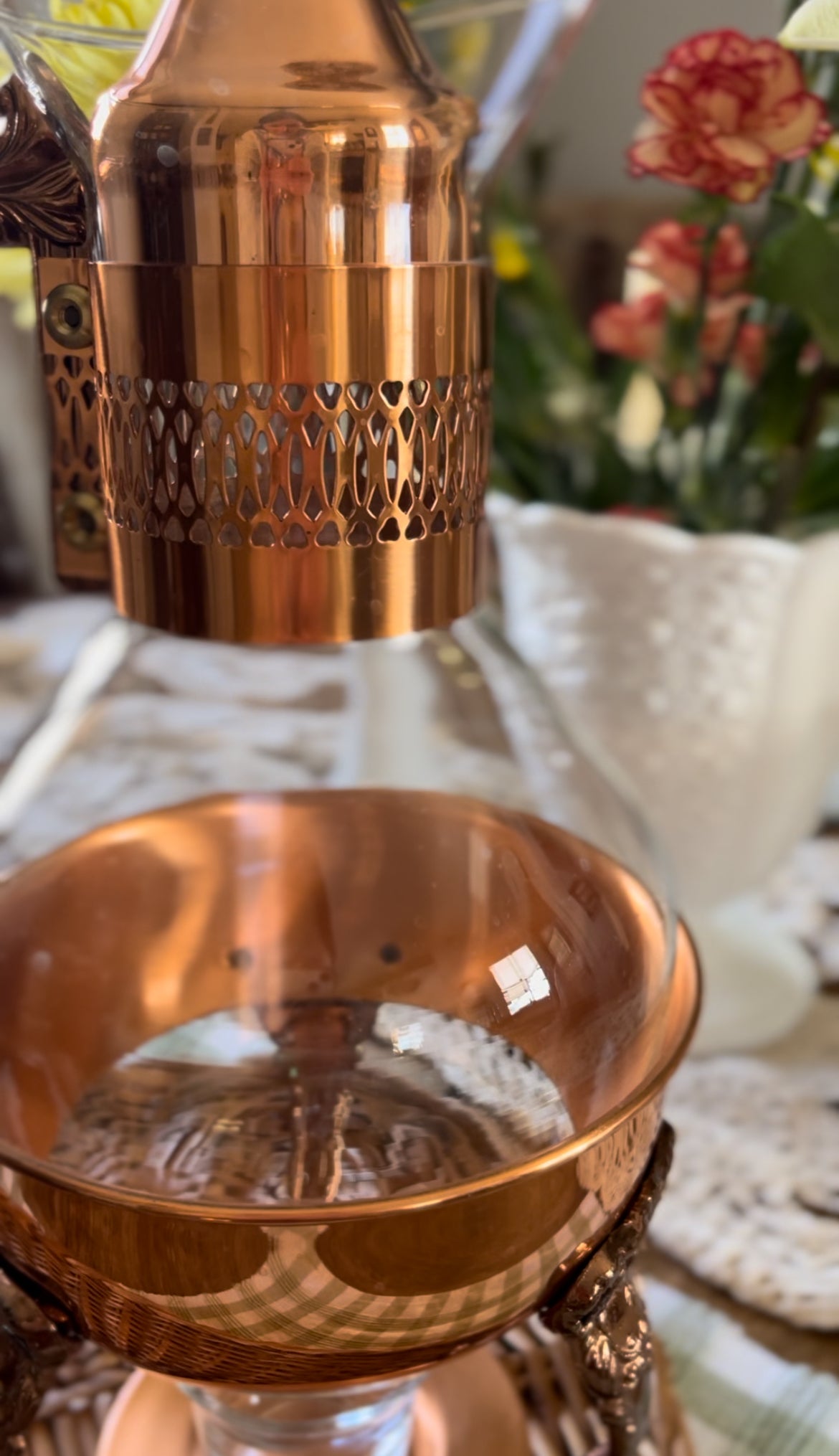 Copper and Crystal Coffee/Tea Carafe Warmer