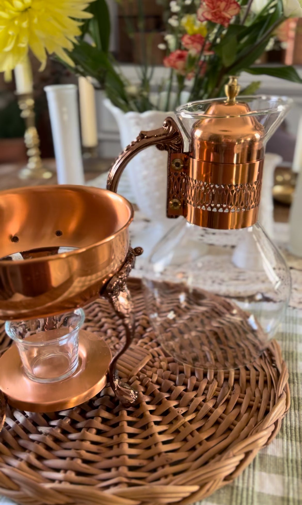 Copper and Crystal Coffee/Tea Carafe Warmer