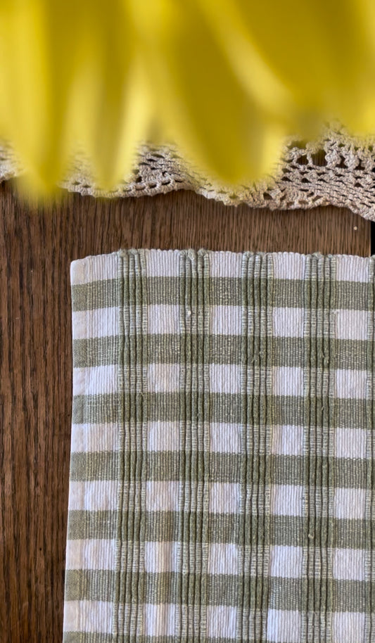 Set of Two Sage Green Gingham Placemats