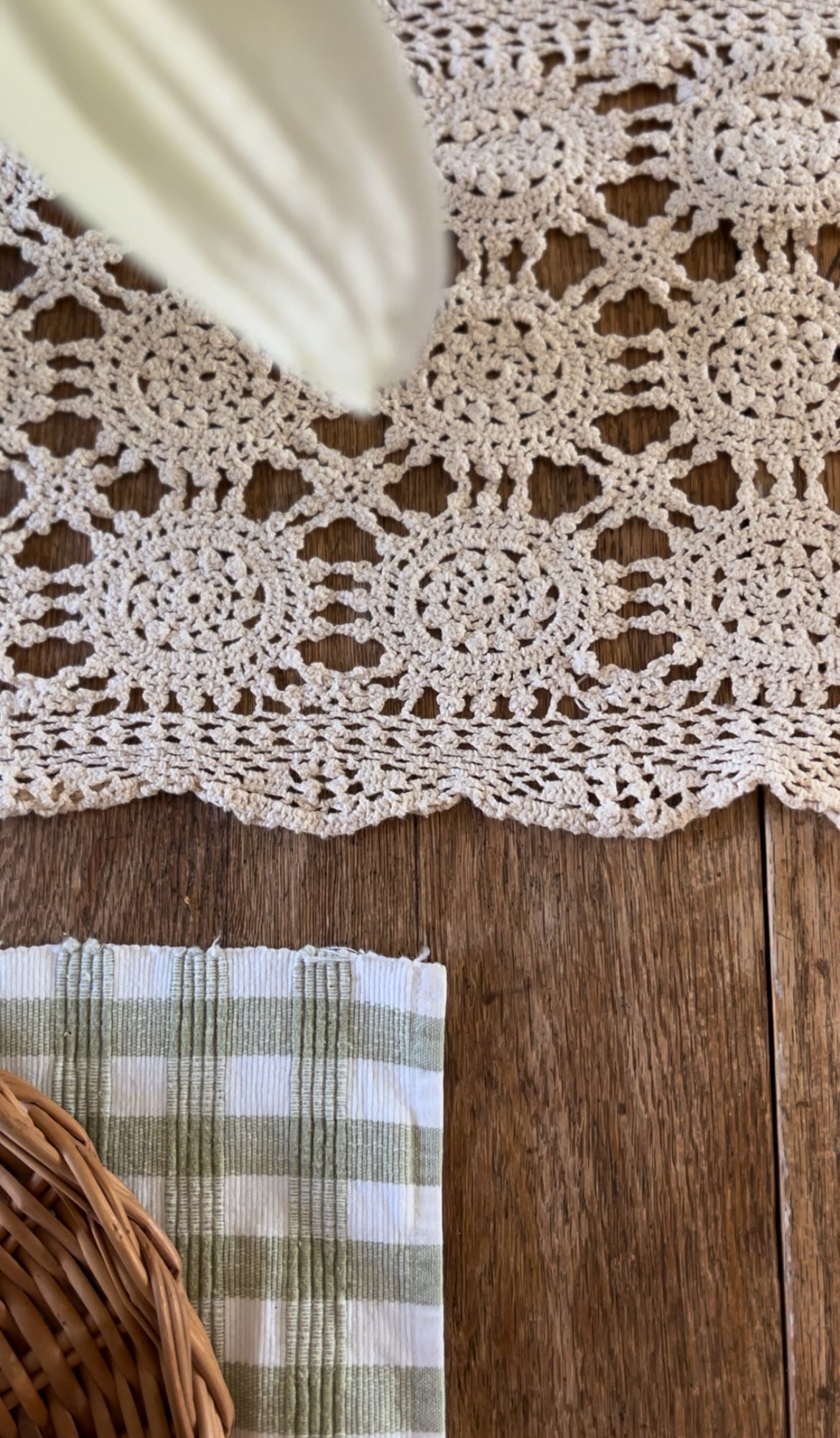 Beige Crocheted Table Runner