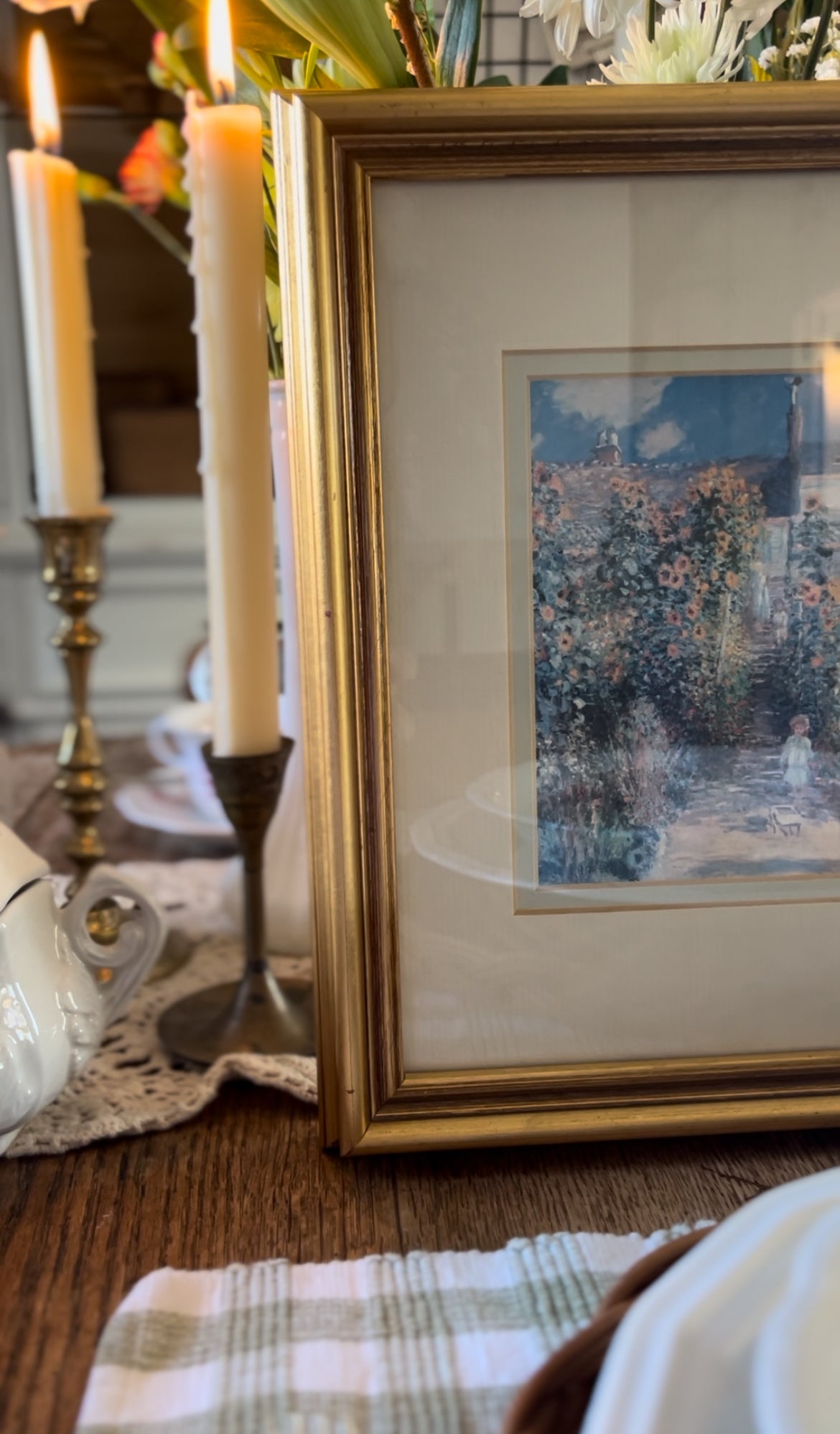 Claude Monet's "Garden at Vetheuil" Print in Professional Gold Frame