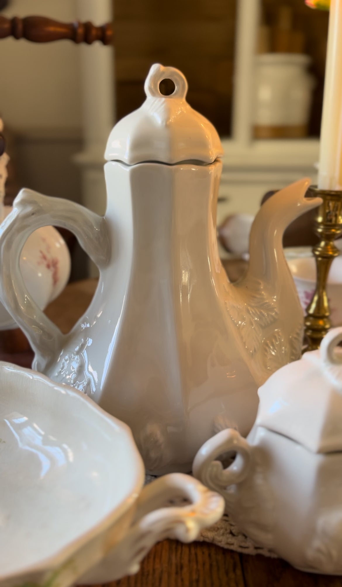 Red Cliff Ironstone Tea Pot and Sugar Bowl Set