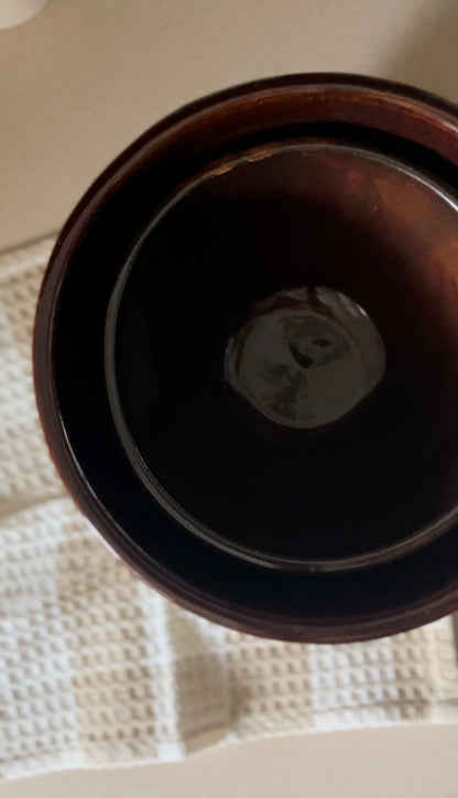 Set of 2 Brown Stoneware Mixing Bowls