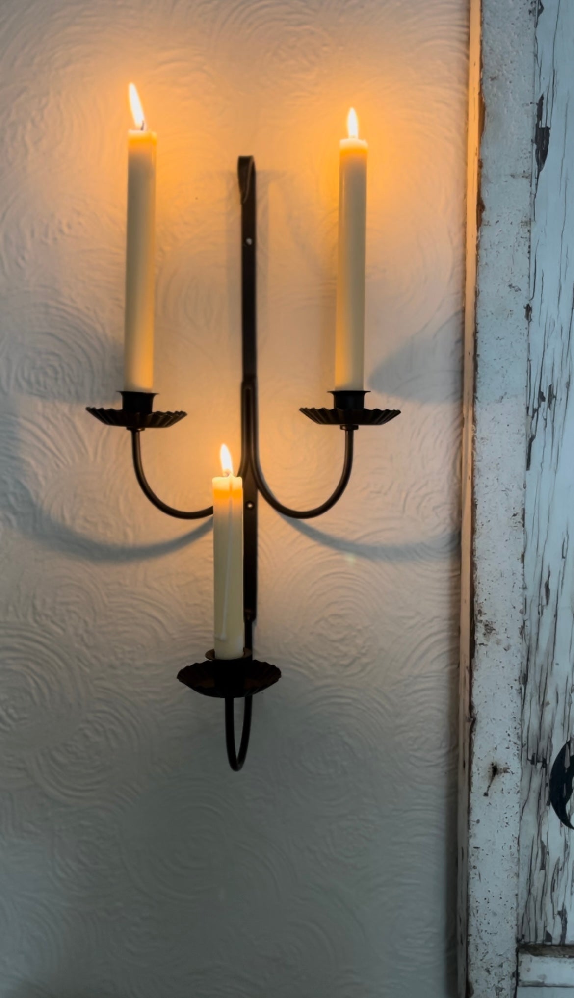 Set of 2 Black Wrought Iron Sconces