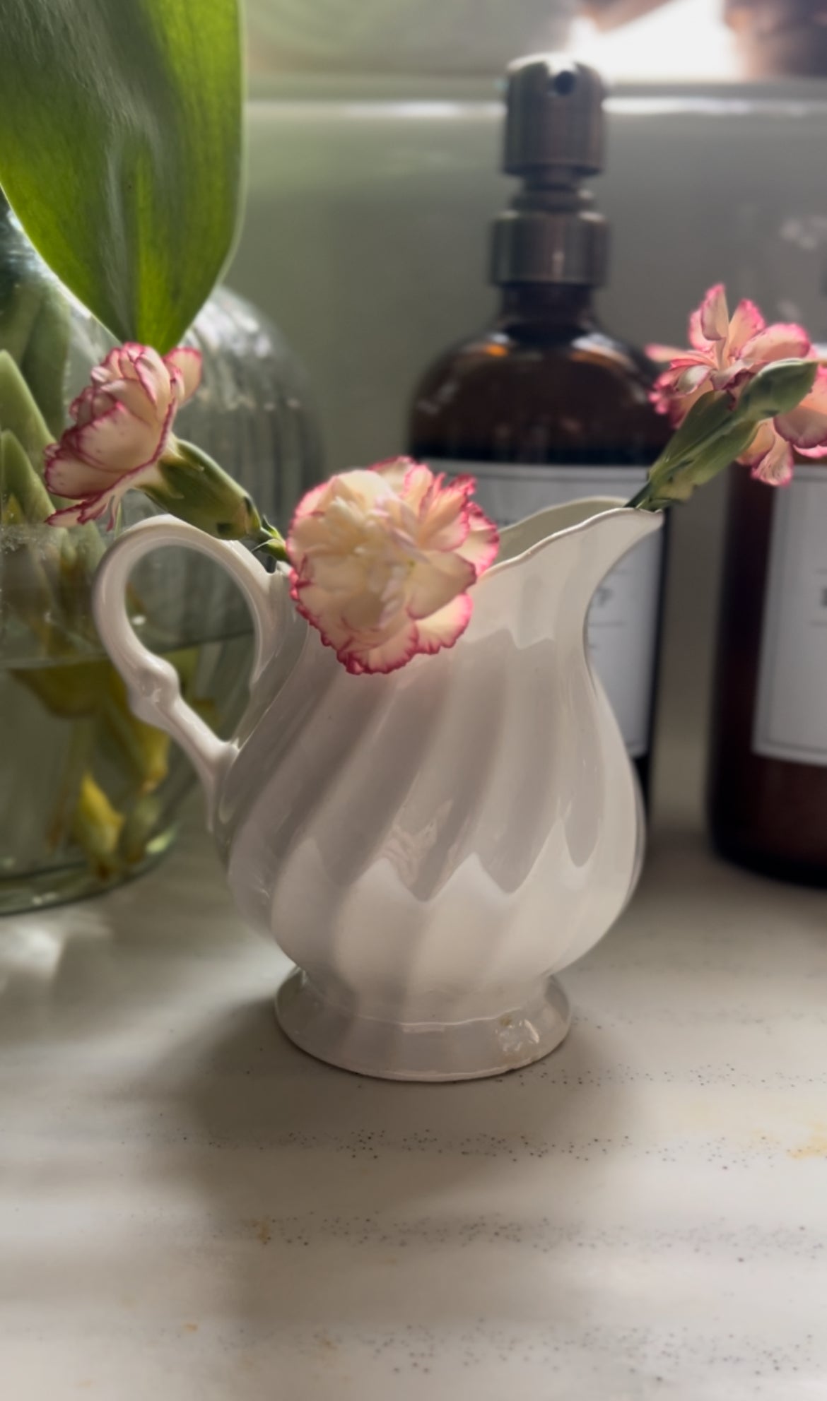 White Ribbed Creamer