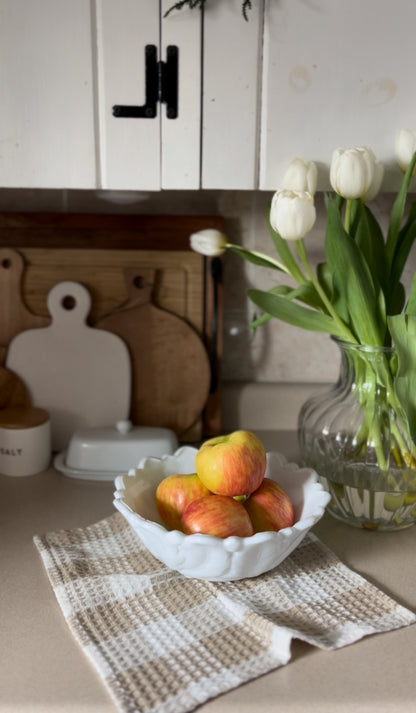 Vintage Milk Glass Footed Cabbage Bowl