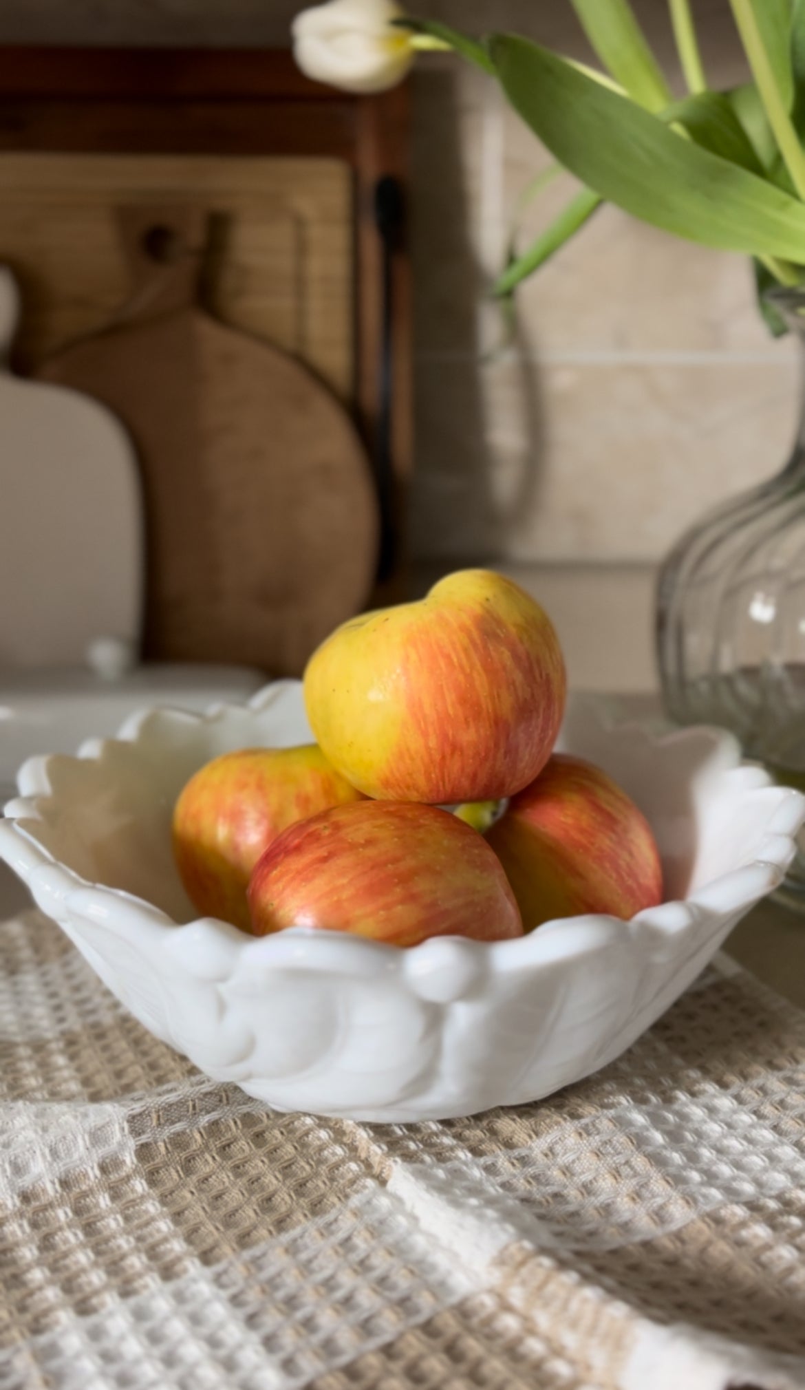 Vintage Milk Glass Footed Cabbage Bowl