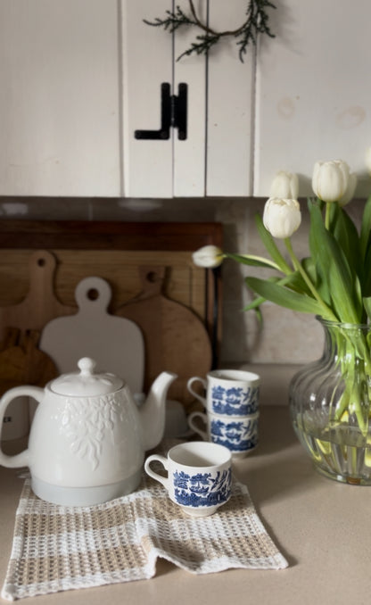 Blue and White Churchhill England Teacups (Set of 3)