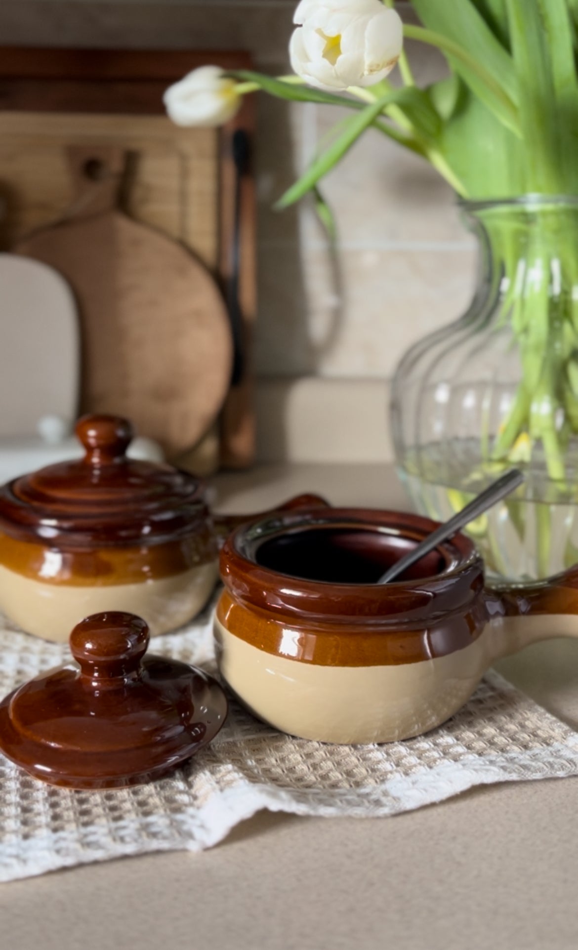 Vintage French Onion Soup Crocks made in Taiwan (set of 2)