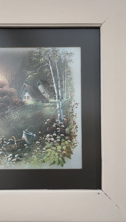 Cottage in the Forest Art signed by Andres Orpinas with professional frame and glass