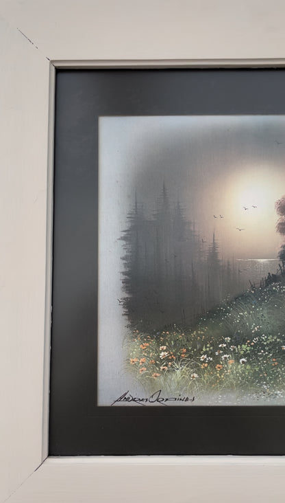 Cottage in the Forest Art signed by Andres Orpinas with professional frame and glass