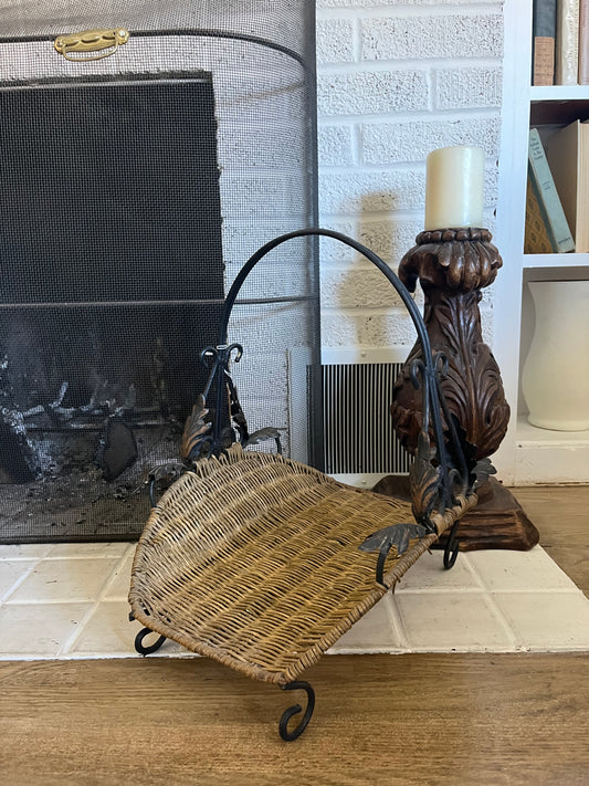 Vintage Metal and Wicker Basket