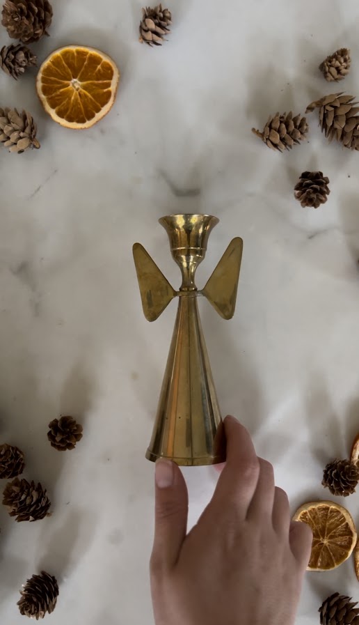 Solid Brass Angel Candle Holder