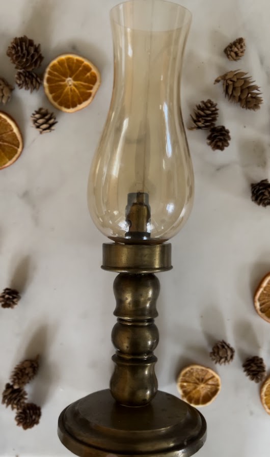 Vintage Brass Hurricane Candle Holder