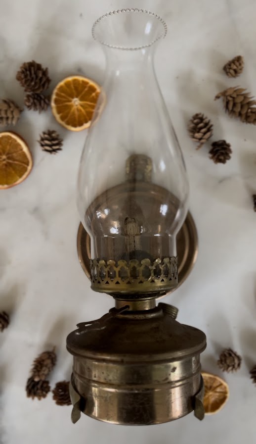 Vintage Oil Lamp with Reflector