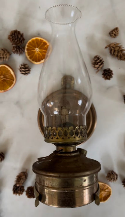 Vintage Oil Lamp with Reflector