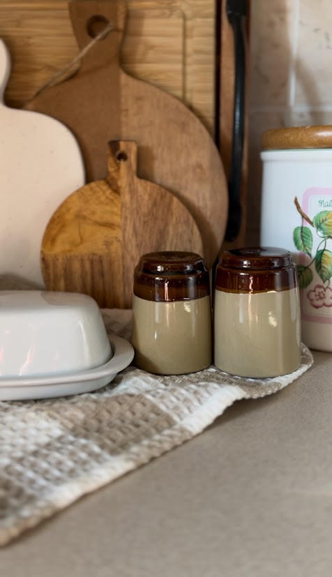 Brown Stoneware Salt and Pepper Shakers